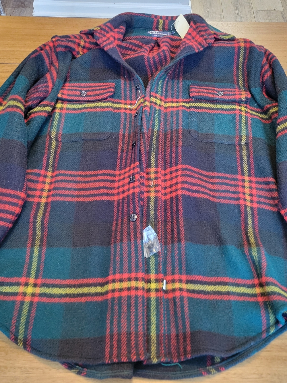 Ralph Lauren Red and Green Plaid Wool Shirt Jacket